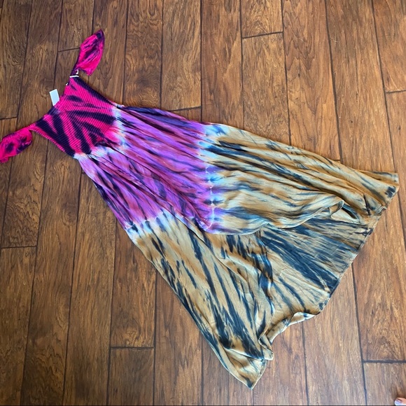Like New YFB Tie Dye Wrap Off the Shoulder Ombré Dress - Picture 4 of 6